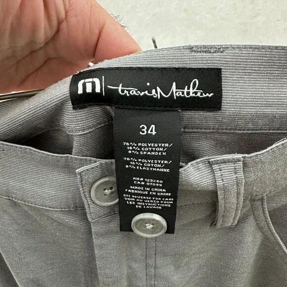 Travis Mathew Pants Men 34x31 Gray Chino Golf Performance Open To Close - Picture 2 of 11